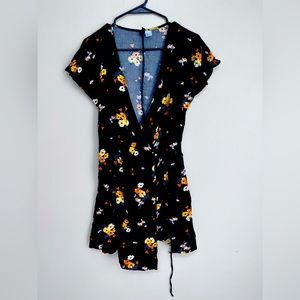Small black with floral wrap dress